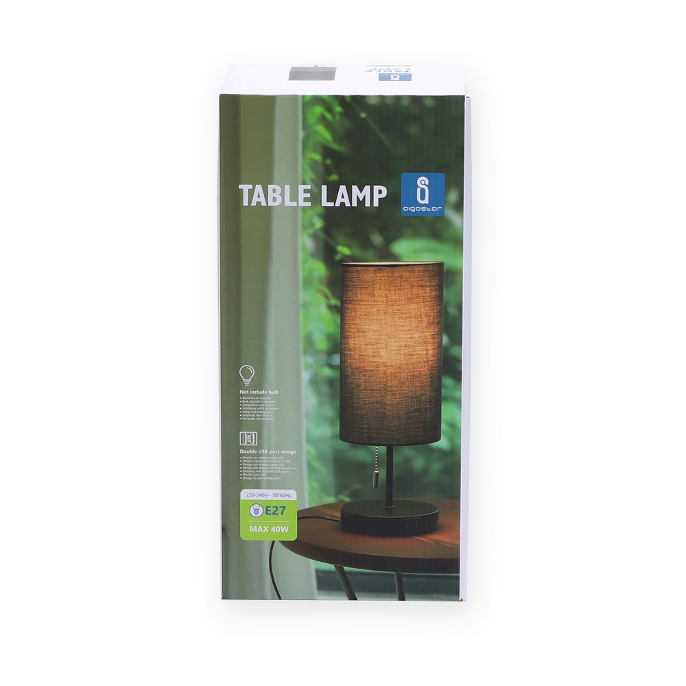 Abatjour Metal lampada da tavolo E27 Grigia Aigostar - Foto 2