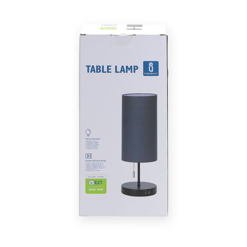 Abatjour Metal lampada da tavolo E27 Grigia Aigostar - Foto 3