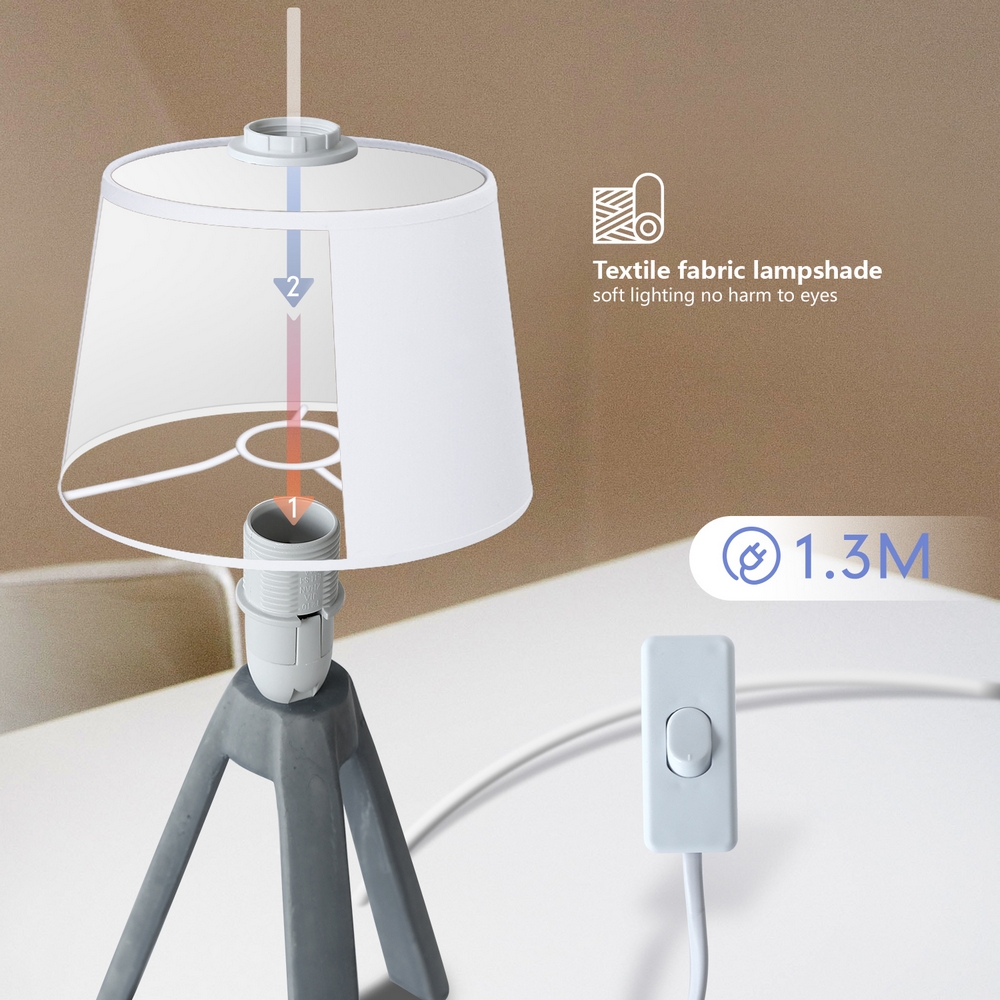 Abatjour Minimal lampada da tavolo Grigia e bianca E14 Aigostar - Foto 1