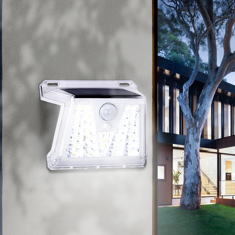 Applique 33 Led 0,35W Bianco con pannello solare IP65 Bianco freddo 6500K con sensore crepuscolare e di movimento Aigostar - Foto 1