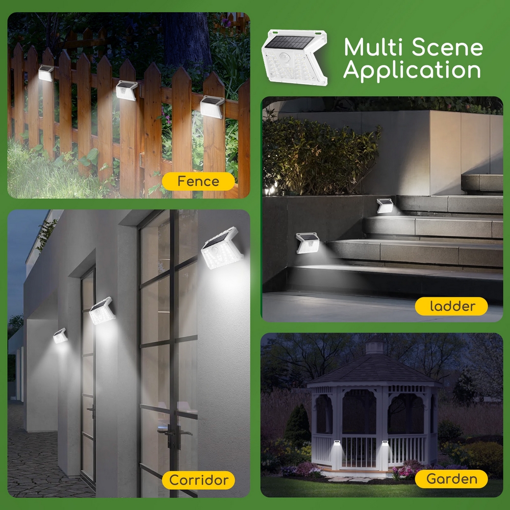 Applique 33 Led 0,35W Bianco con pannello solare IP65 Bianco freddo 6500K con sensore crepuscolare e di movimento Aigostar - Foto 2