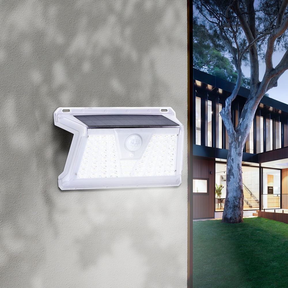 Applique 73 Led 1,2W Bianco con pannello solare IP65 Bianco freddo 6500K con sensore crepuscolare e di movimento Aigostar - Foto 1