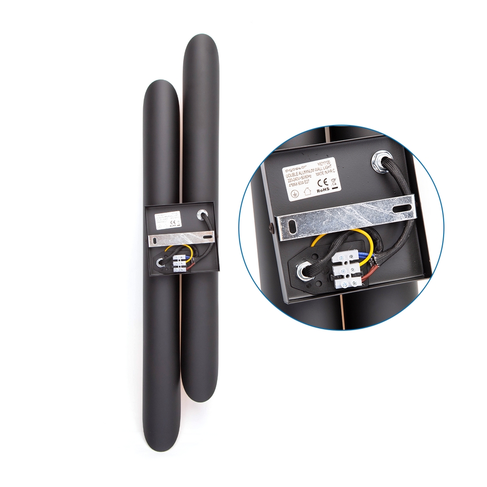 Applique da parete Double Pipe Nero 4 x E27 LEDme - Foto 1