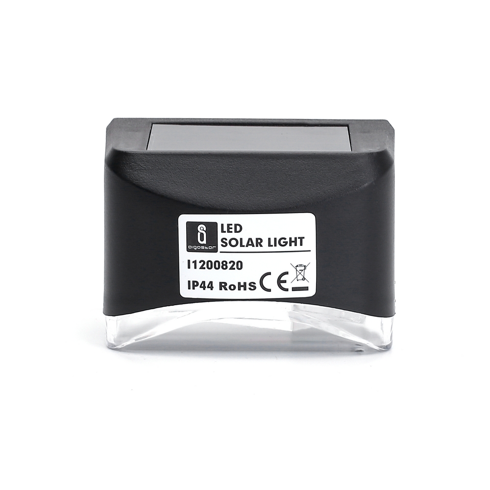 Applique Led 0,12W Nero con pannello solare IP44 Bianco freddo 6500K con sensore crepuscolare Confezione 2pz Aigostar - Foto 1