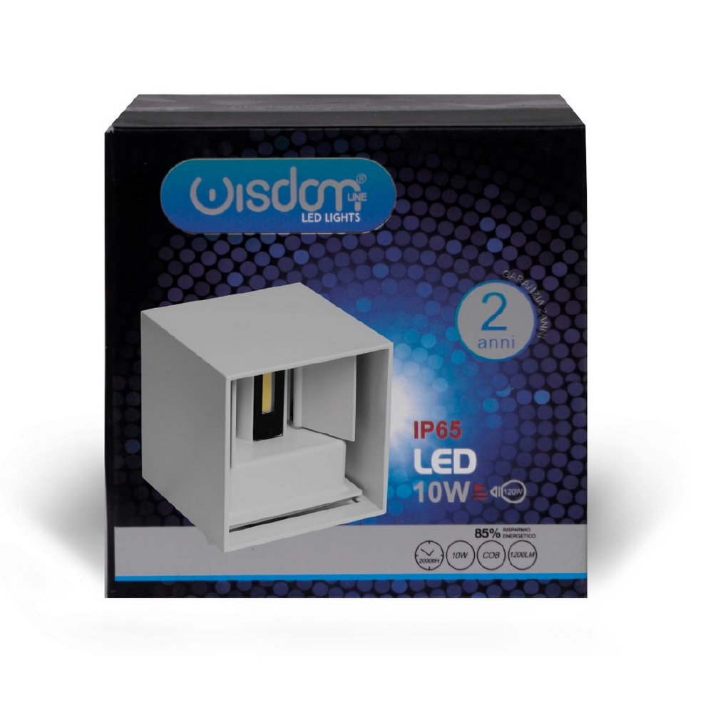 Applique Led cubo da parete 10W Doppia emissione Bianco IP65 Bianco neutro 4000K Wisdom - Foto 6