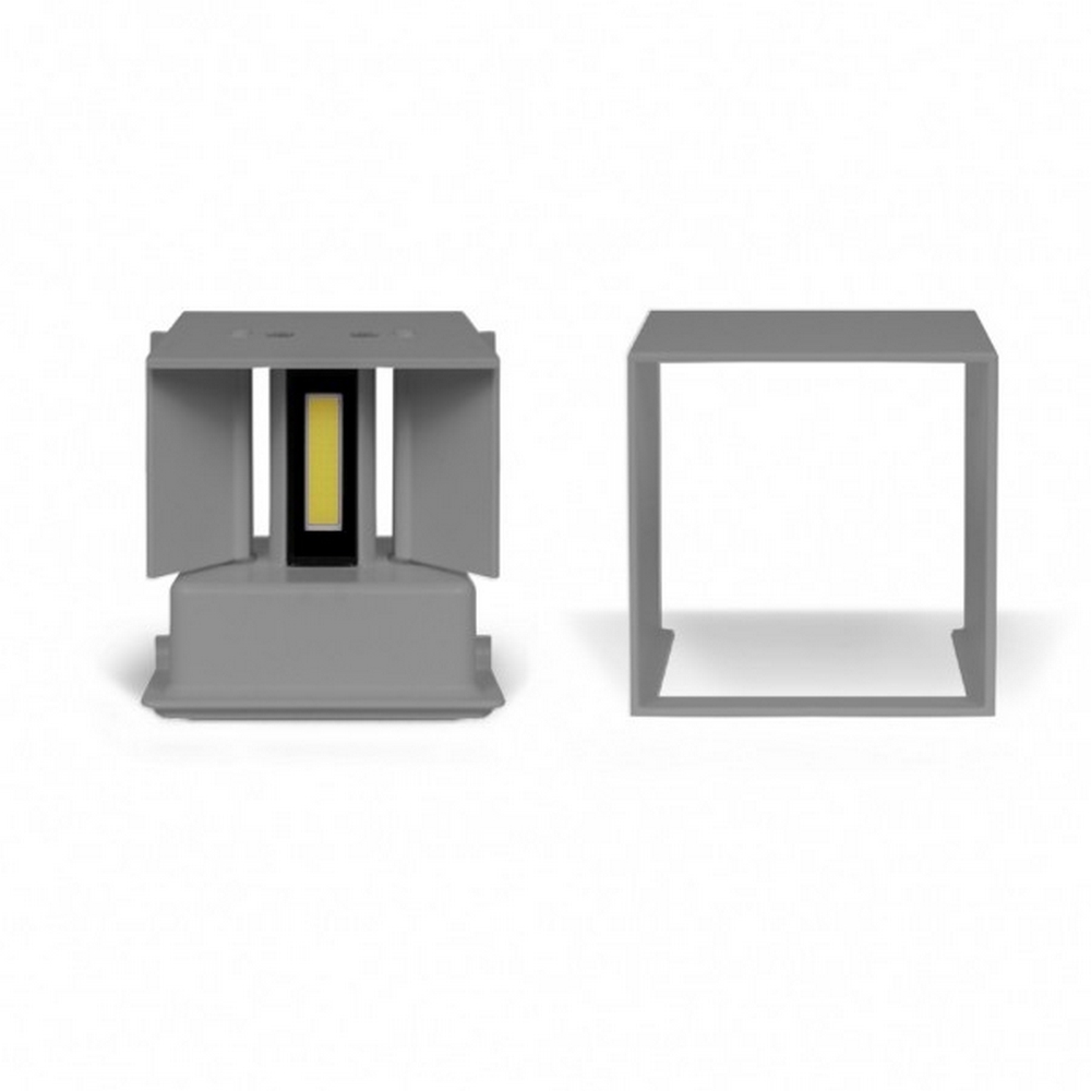 Applique Led cubo da parete 20W Doppia emissione Grigio IP65 Bianco neutro 4000K Wisdom - Foto 1