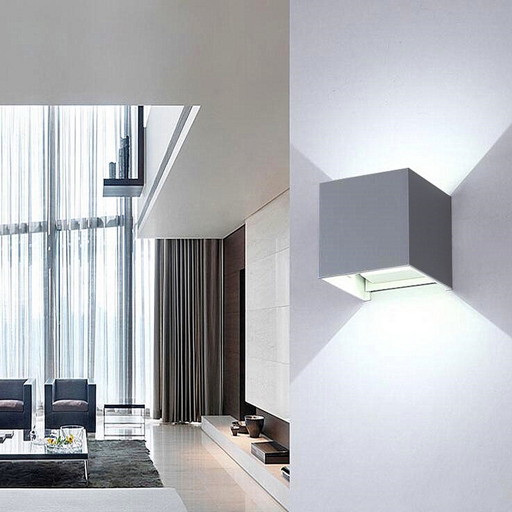 Applique Led cubo da parete 20W Doppia emissione Grigio IP65 Bianco neutro 4000K Wisdom - Foto 2
