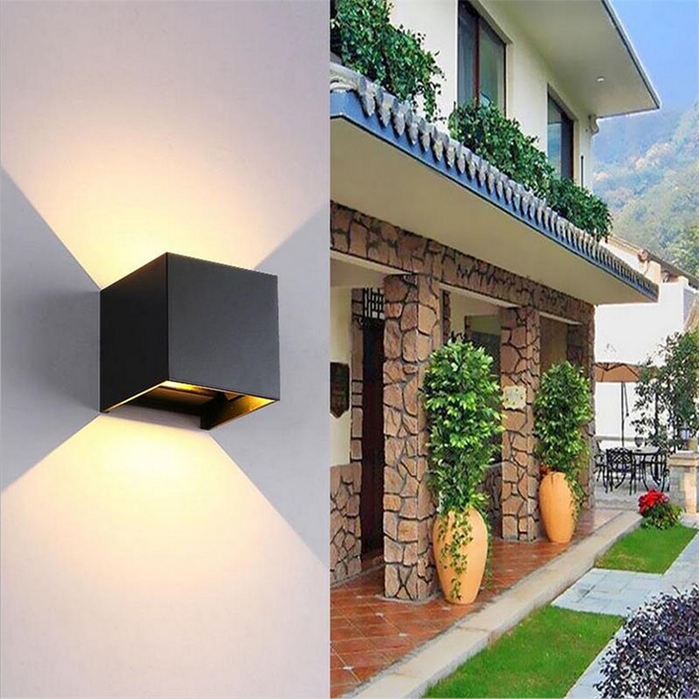 Applique Led cubo da parete 20W Doppia emissione Nero IP65 Bianco freddo 6000K Wisdom - Foto 2