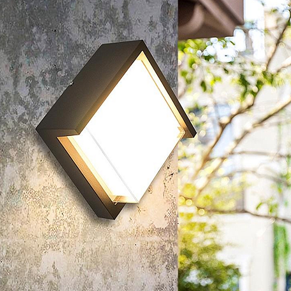 Applique Led da parete 12W Quadrato Nero IP65 Bianco neutro 4000K Wisdom - Foto 2