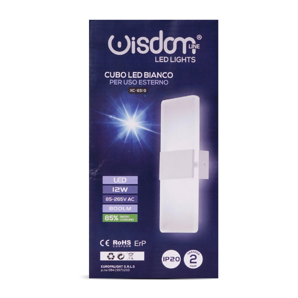 Applique Led da parete 12W Rettangolare Bianco IP65 Bianco neutro 4000K Wisdom - Foto 4