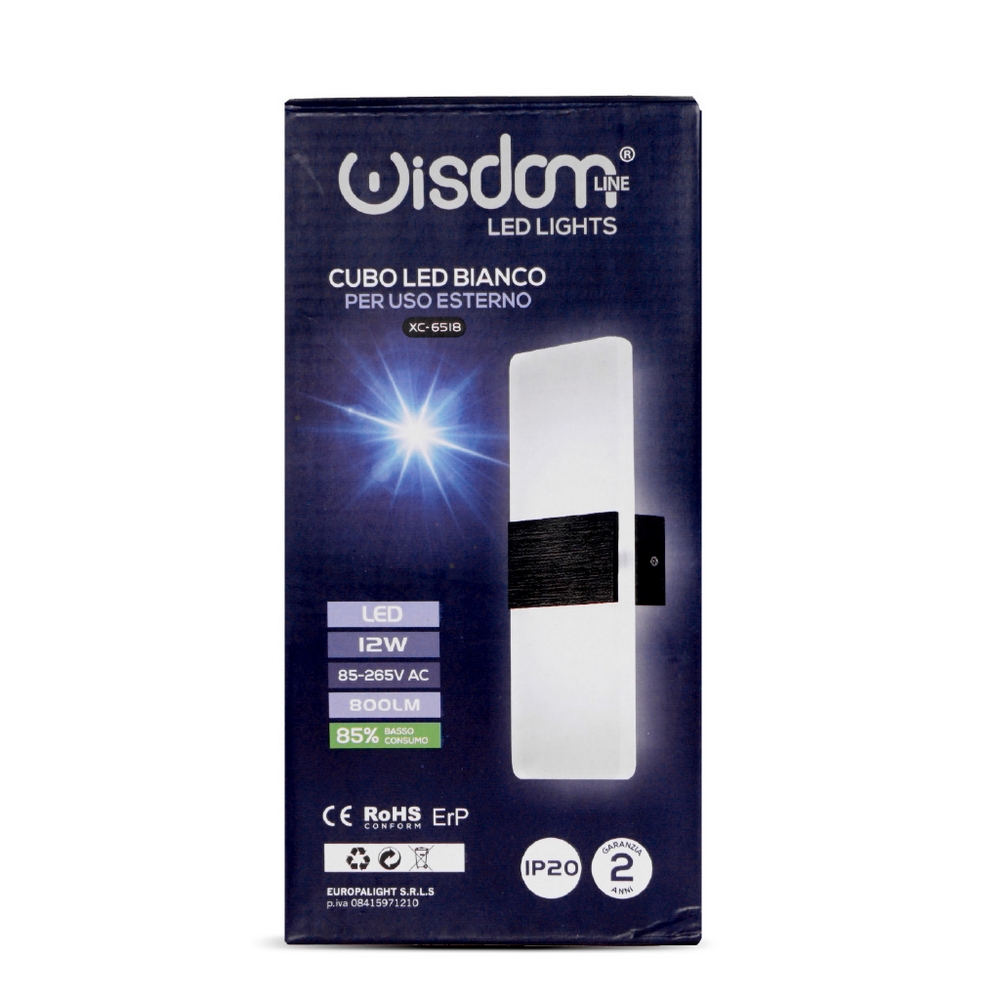 Applique Led da parete 12W Rettangolare Nero IP20 Bianco neutro 4000K Wisdom - Foto 4