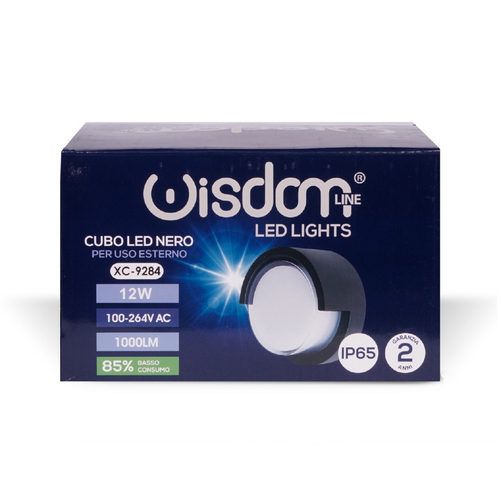 Applique Led da parete 12W Rotondo Nero IP65 Bianco neutro 4000K Wisdom - Foto 4