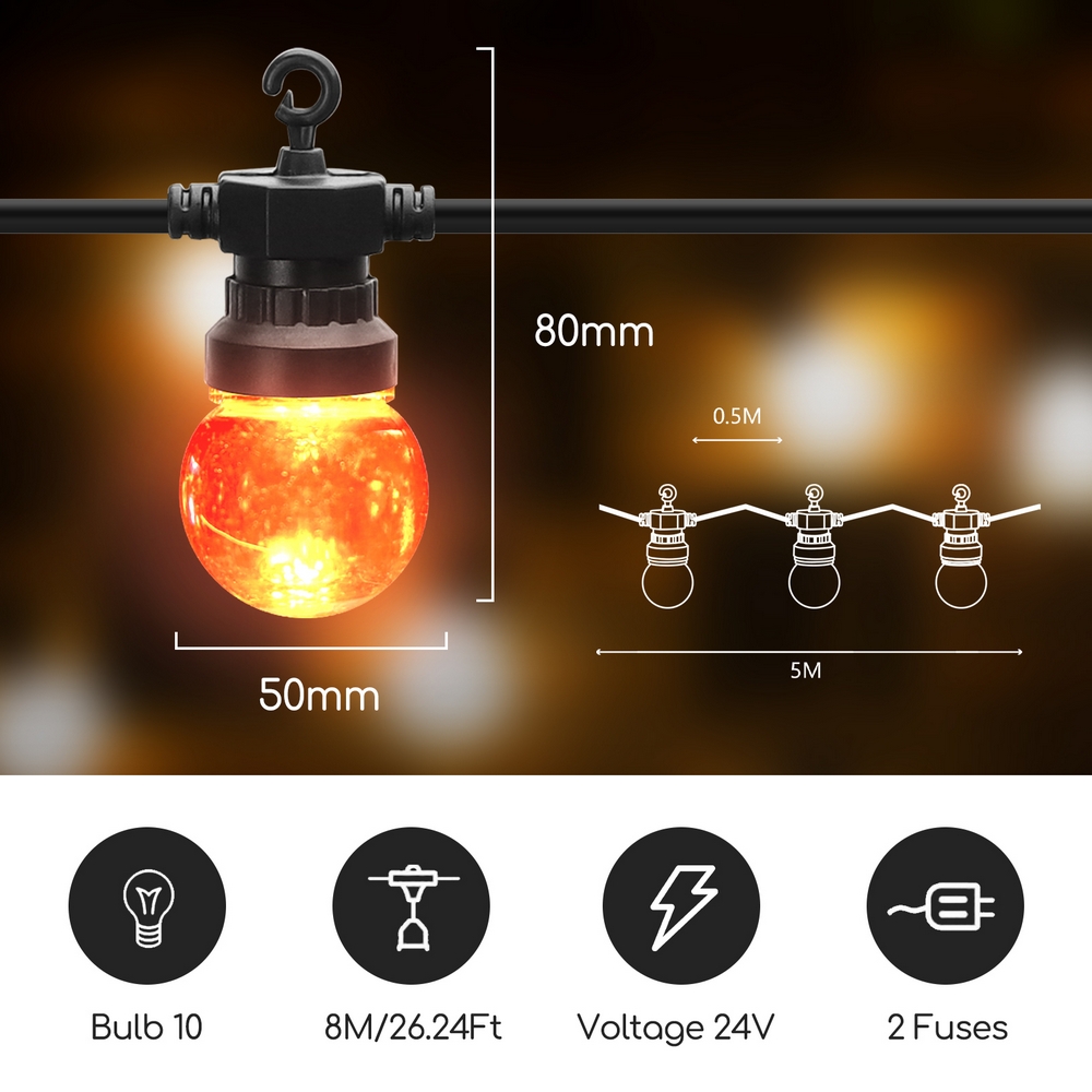 Catena luminosa a Led decorativa 8 metri 10 sfere trasparenti Multicolore a luce fissa Aigostar - Foto 3