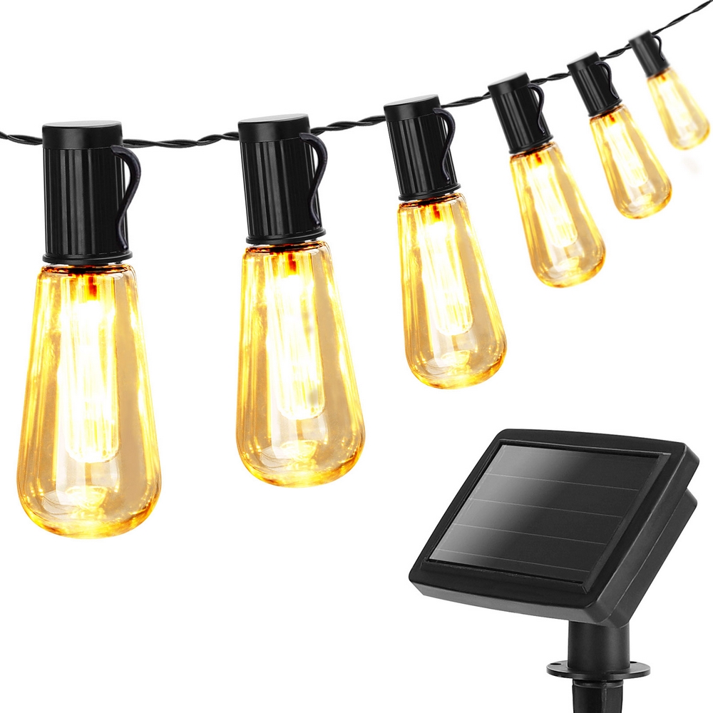 Catena luminosa a Led decorativa a energia solare 3,8 metri 10 lampadine trasparenti Bianco caldo Aigostar - Foto 2