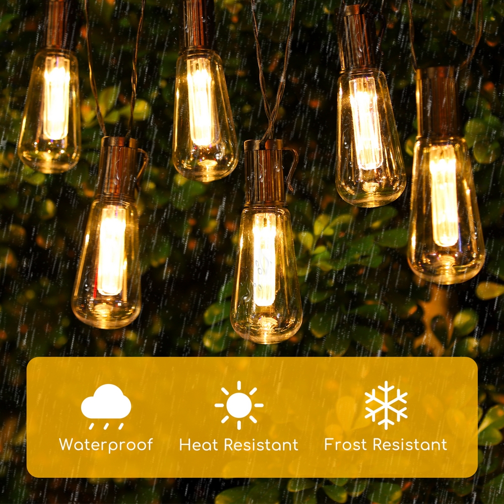 Catena luminosa a Led decorativa a energia solare 3,8 metri 10 lampadine trasparenti Bianco caldo Aigostar - Foto 5