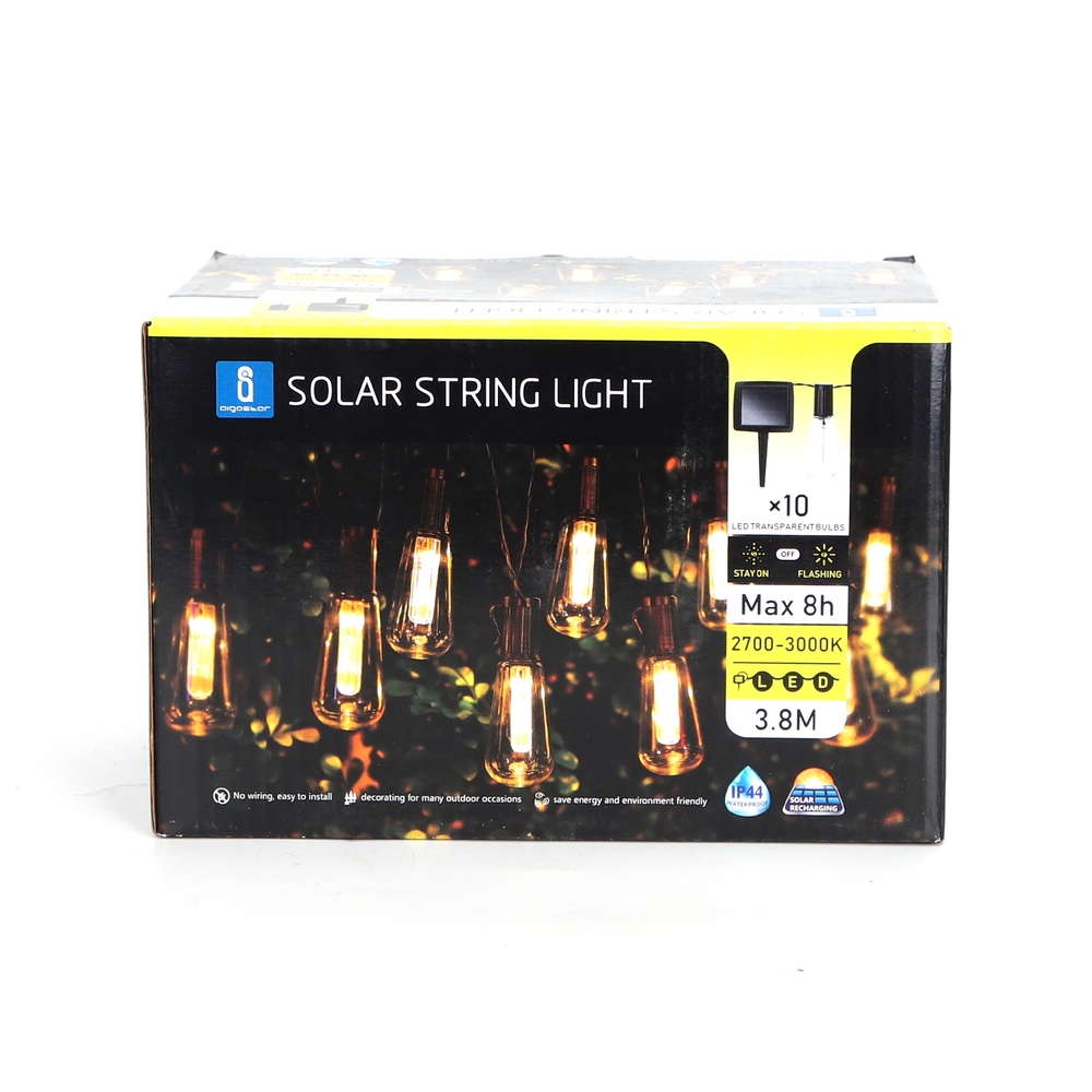 Catena luminosa a Led decorativa a energia solare 3,8 metri 10 lampadine trasparenti Bianco caldo Aigostar - Foto 6