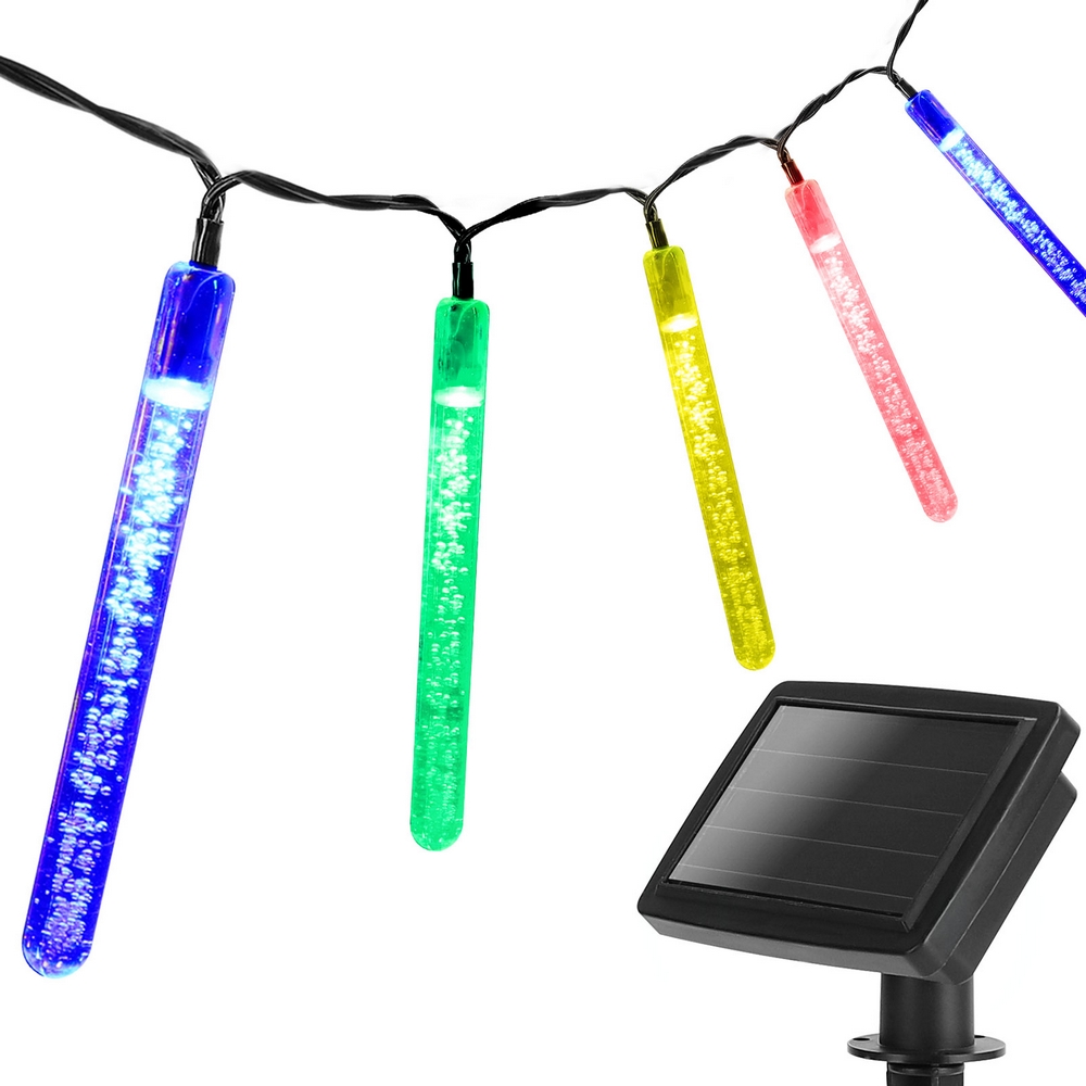 Catena luminosa a Led decorativa a energia solare 5,8 metri 20 lampadine trasparenti a ghiacciolo Multicolore Aigostar - Foto 2