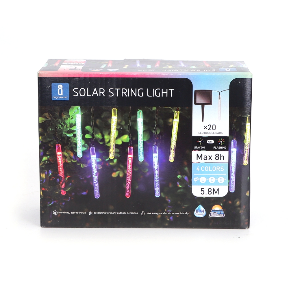 Catena luminosa a Led decorativa a energia solare 5,8 metri 20 lampadine trasparenti a ghiacciolo Multicolore Aigostar - Foto 6