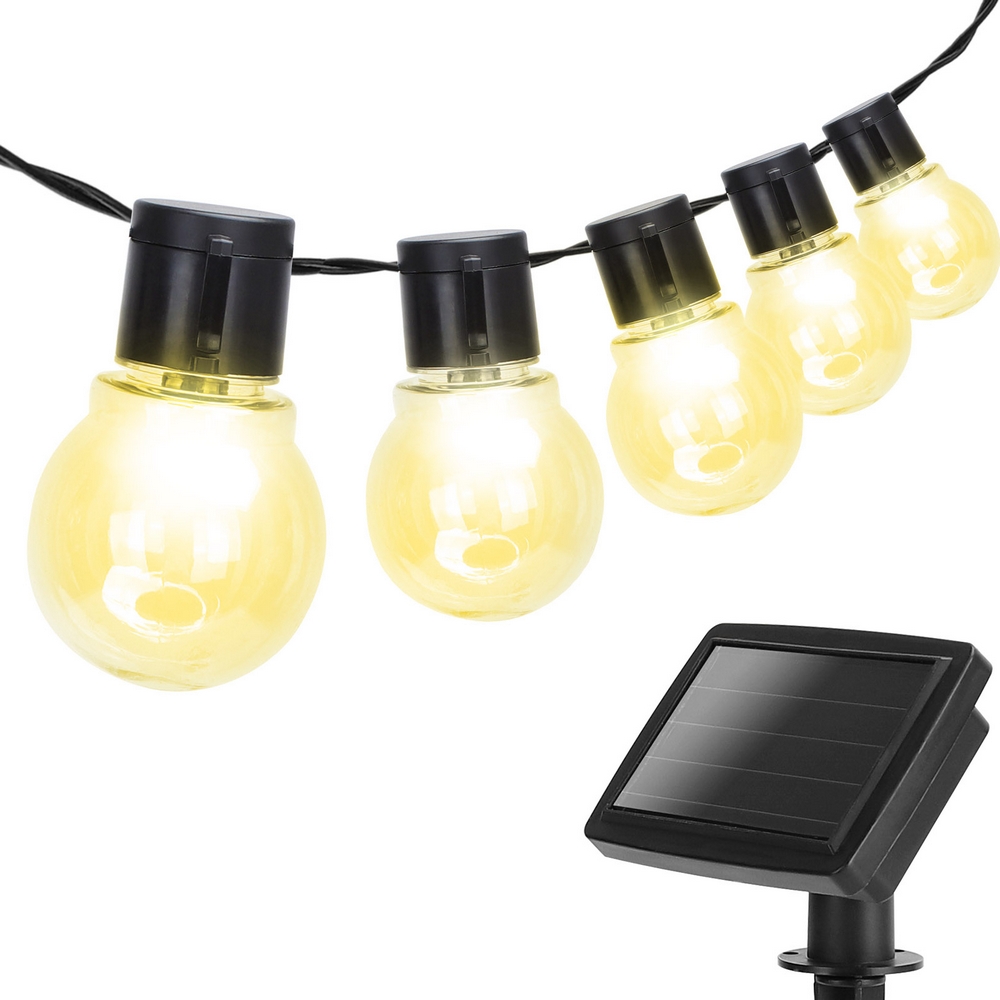 Catena luminosa a Led decorativa a energia solare 5,8 metri 20 sfere trasparenti Bianco caldo Aigostar - Foto 2
