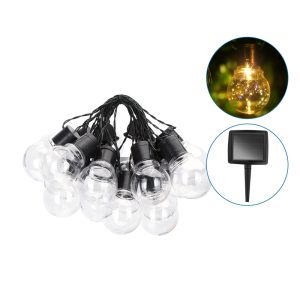 Foto principale Catena luminosa a Led decorativa a energia solare 5,8 metri 20 sfere trasparenti Bianco caldo Aigostar
