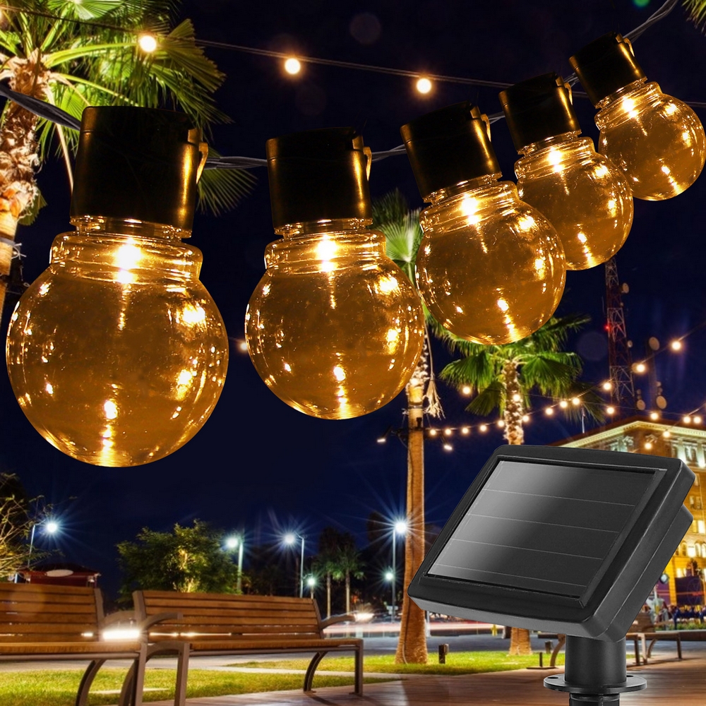 Catena luminosa a Led decorativa a energia solare 5,8 metri 20 sfere trasparenti Bianco caldo Aigostar - Foto 4