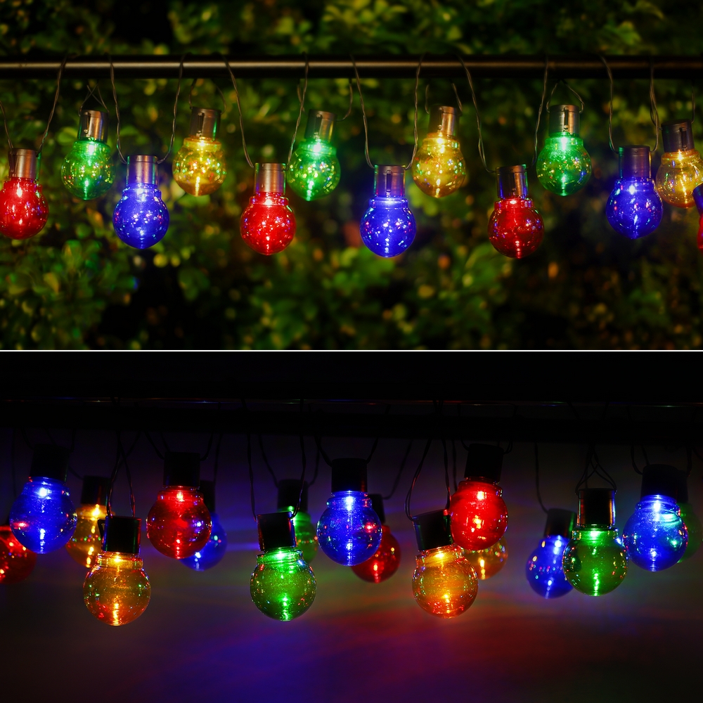 Catena luminosa a Led decorativa a energia solare 5,8 metri 20 sfere trasparenti Multicolore Aigostar - Foto 3