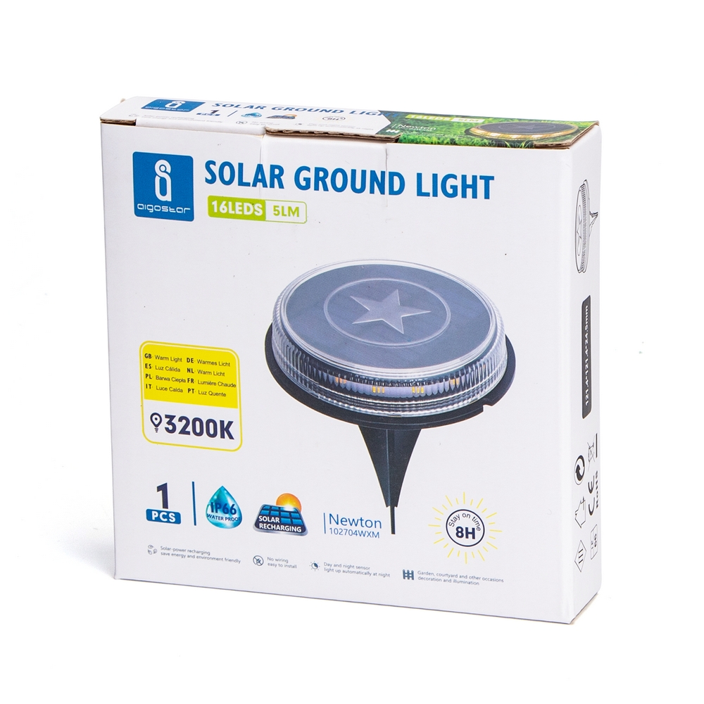 Faretto segnapassi Led 0,6W Argento con pannello solare IP66 Bianco caldo 3200K con sensore crepuscolare e di movimento Aigostar - Foto 2