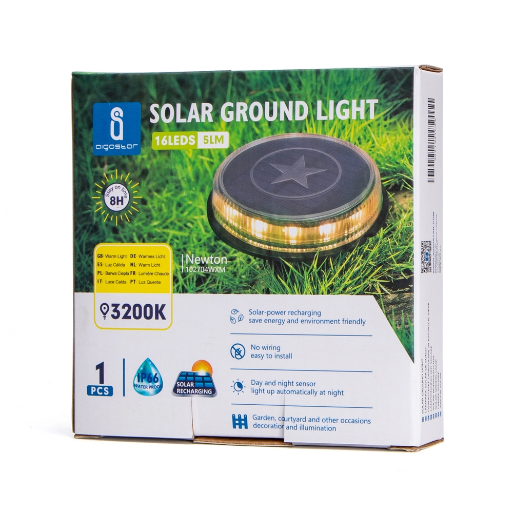 Faretto segnapassi Led 0,6W Argento con pannello solare IP66 Bianco caldo 3200K con sensore crepuscolare e di movimento Aigostar - Foto 3