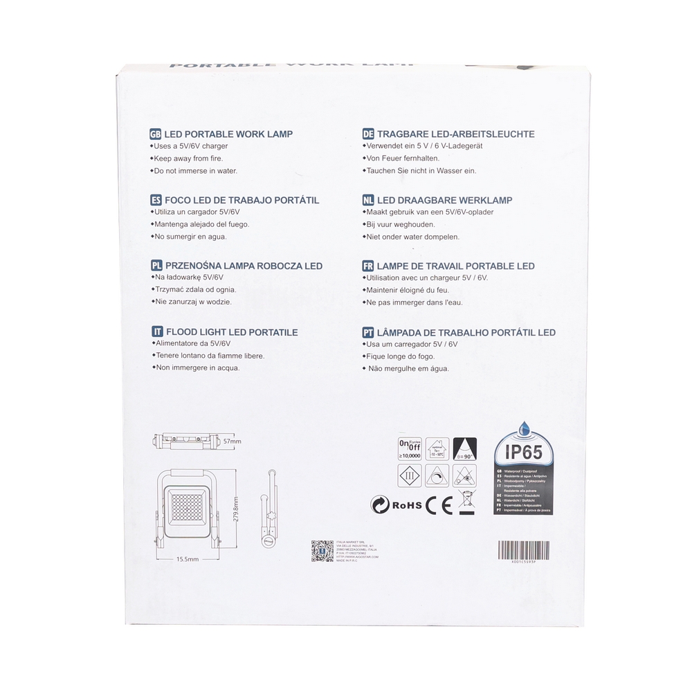 Faro Led da lavoro portatile 30W Nero e giallo Alimentazione a batteria IP65 Bianco freddo 6500K Dimmerabile Aigostar - Foto 4