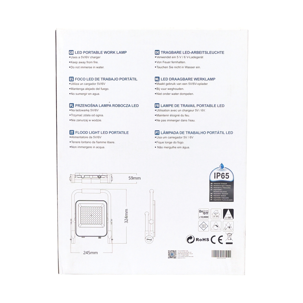 Faro Led da lavoro portatile 50W Nero e giallo Alimentazione a batteria IP65 Bianco freddo 6500K Dimmerabile Aigostar - Foto 4