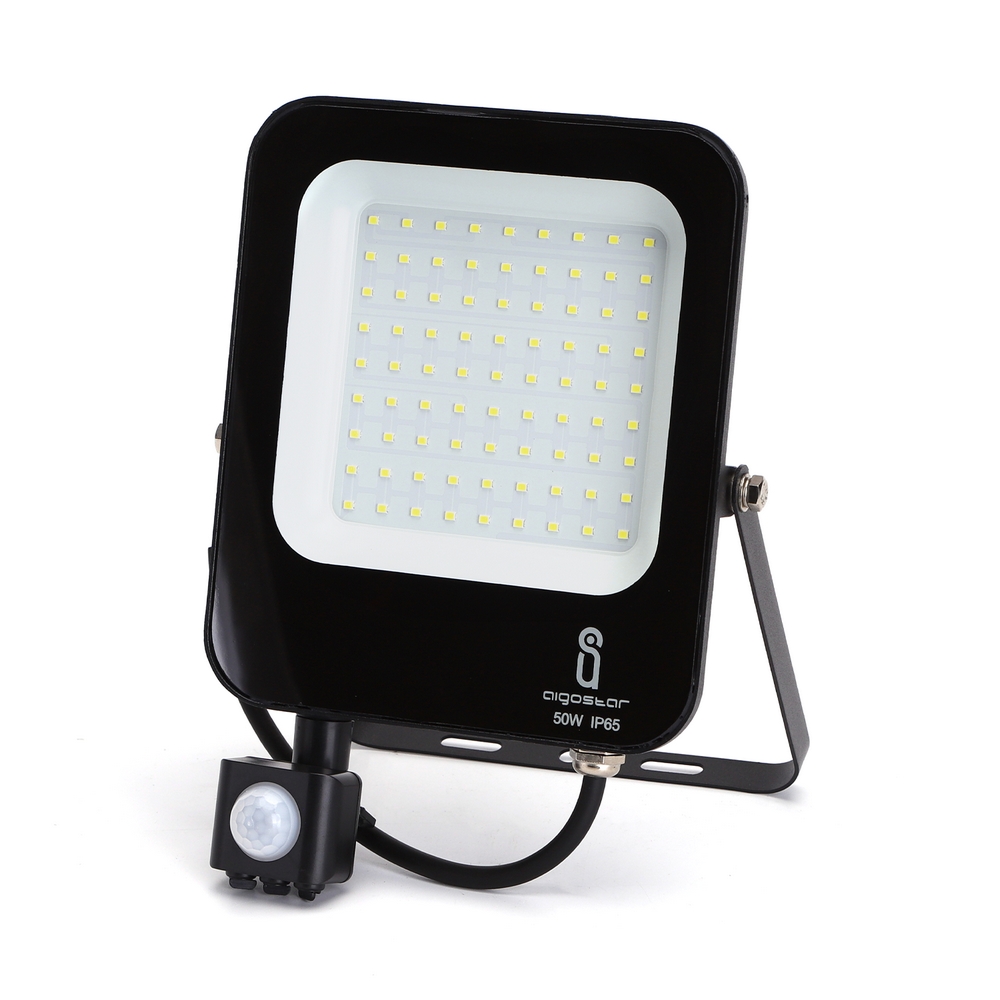 Foto principale Faro proiettore Led 50W Nero da esterno IP65 Bianco freddo 6500K con sensore crepuscolare e di movimento Aigostar