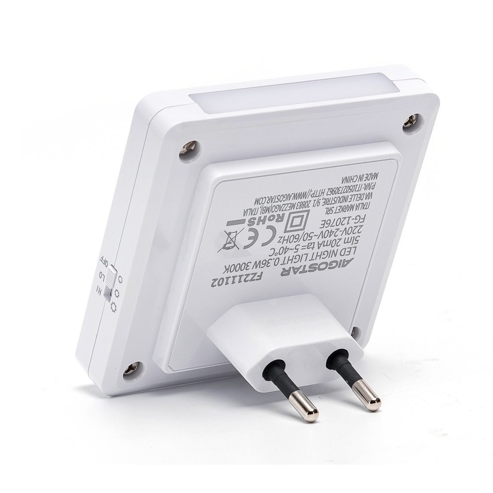 Lampada da notte a Led Quadrata da presa 0,36W con sensore Aigostar - Foto 1