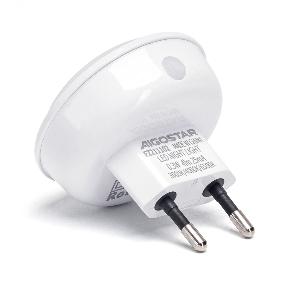 Lampada da notte a Led Rotonda da presa 0,3W con sensore Aigostar - Foto 1