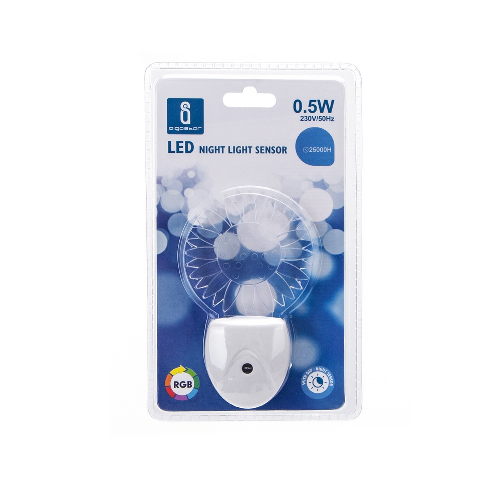 Lampada da notte a Led Sun da presa 0,5W RGB con sensore Aigostar - Foto 2