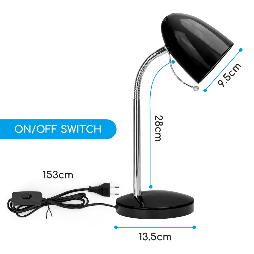 Lampada da scrivania Nera E27 con base e braccio regolabile Aigostar - Foto 1
