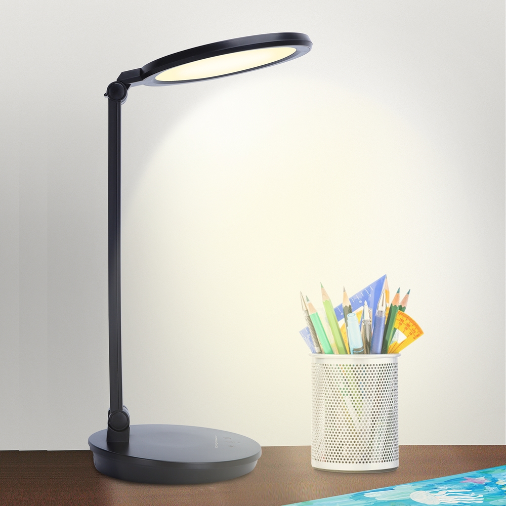 Lampada da tavolo Led Circle Nera 8W con ricarica USB Dimmerabile con temperatura colore regolabile Aigostar - Foto 2