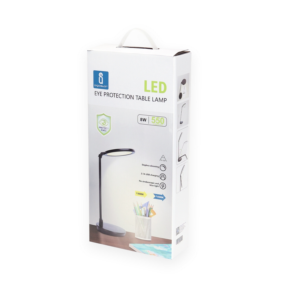 Lampada da tavolo Led Circle Nera 8W con ricarica USB Dimmerabile con temperatura colore regolabile Aigostar - Foto 6