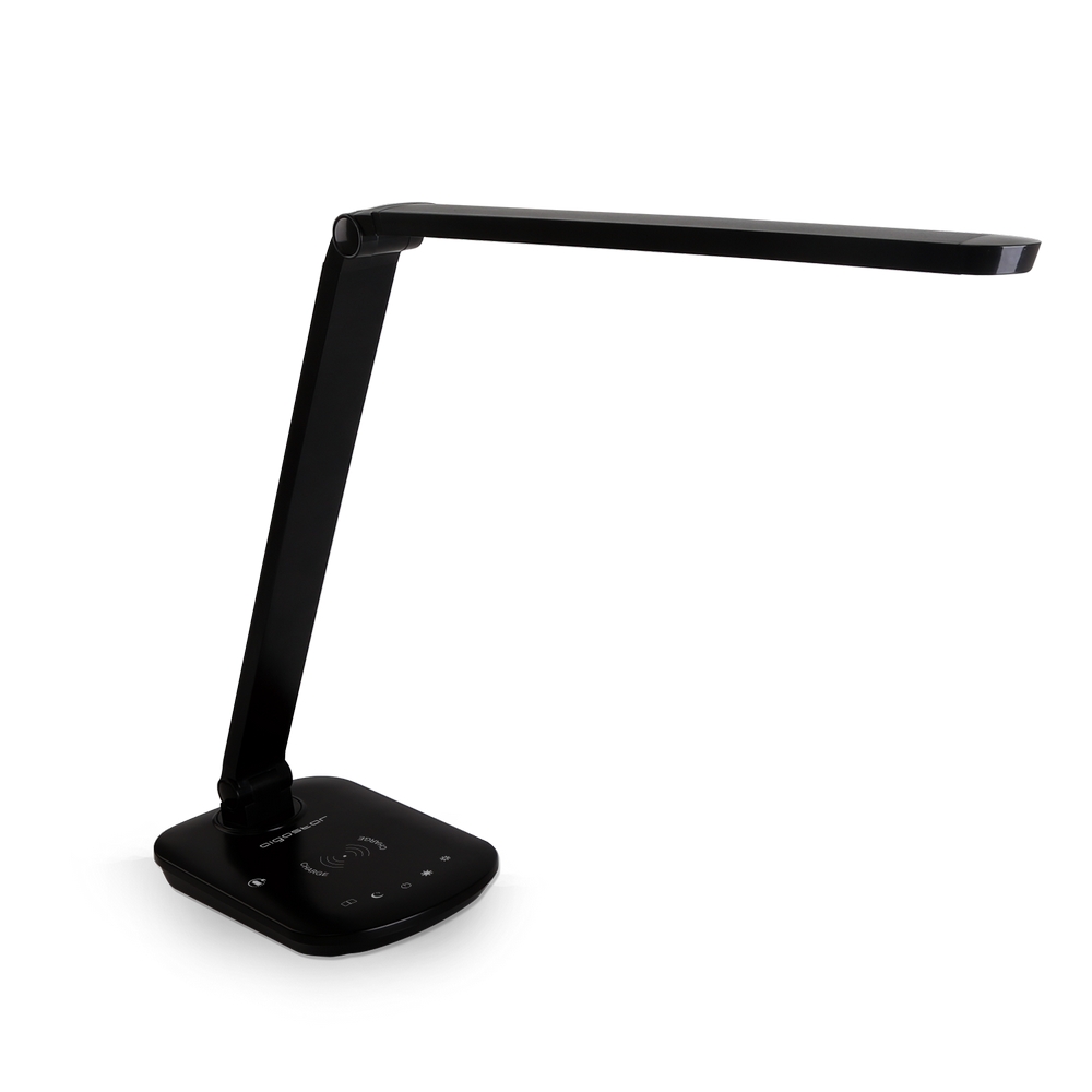 Foto principale Lampada da tavolo Led Nera 8W con ricarica wireless e USB Dimmerabile con temperatura colore regolabile Aigostar