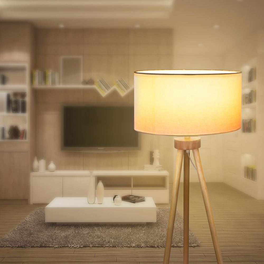 Lampada da terra a piantana Wood in legno e bianca E27 Aigostar - Foto 4