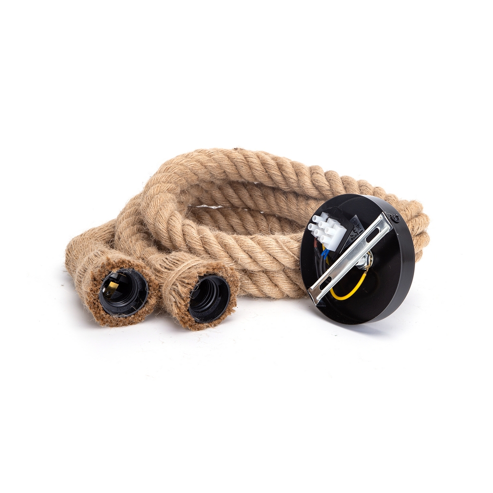 Lampadario da soffitto Double Rope Canapa 2 x E27 Aigostar - Foto 1