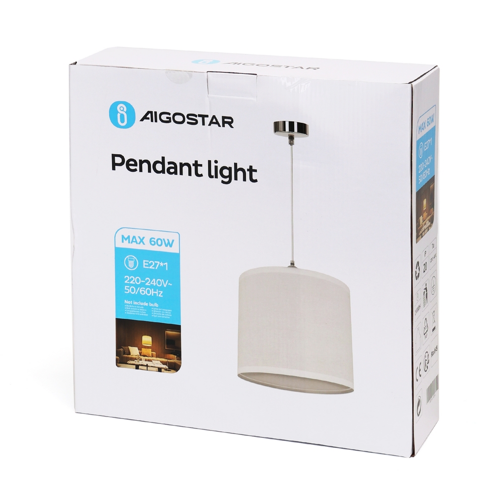 Lampadario da soffitto Fez Bianco 1 x E27 Aigostar - Foto 5