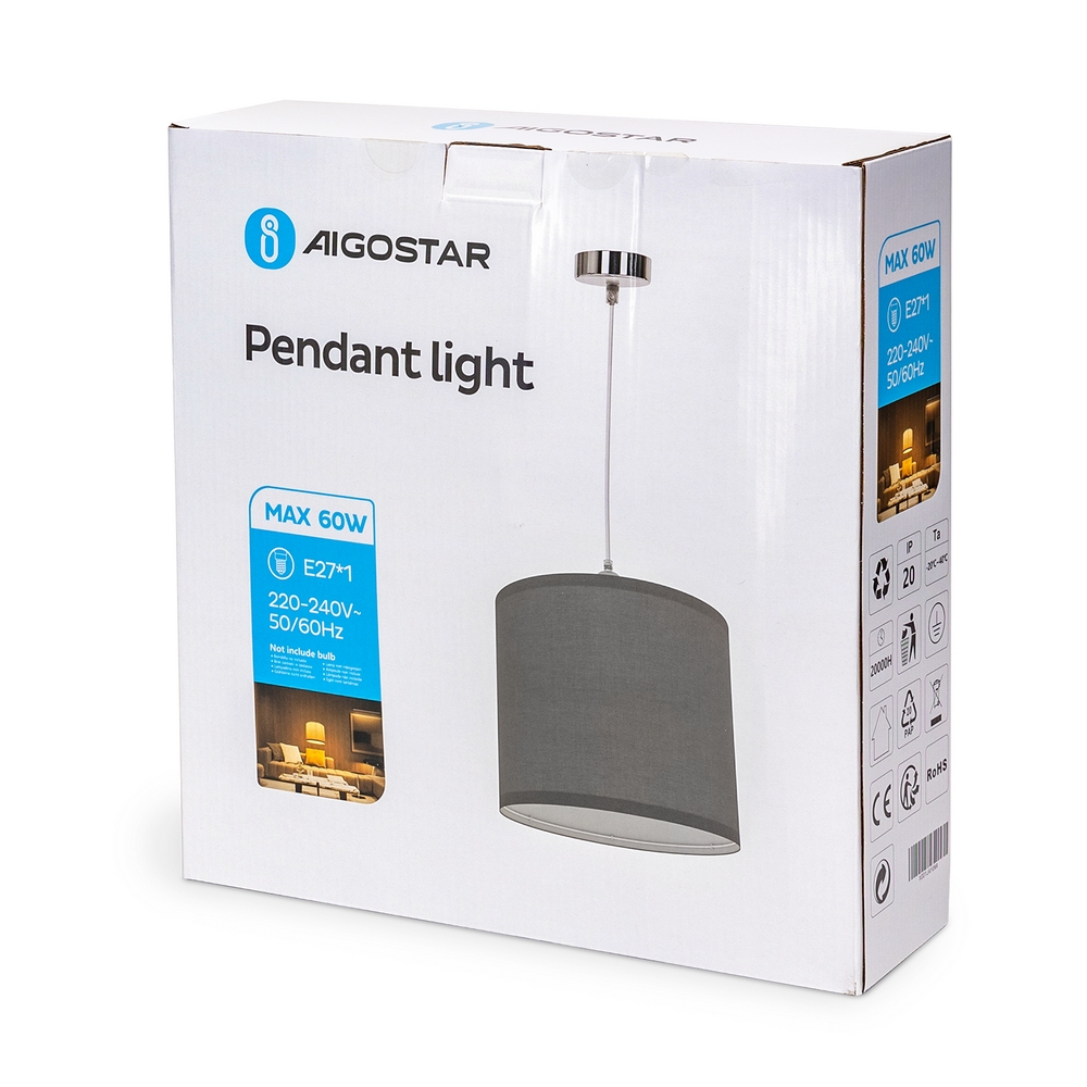Lampadario da soffitto Fez Grigio 1 x E27 Aigostar - Foto 5