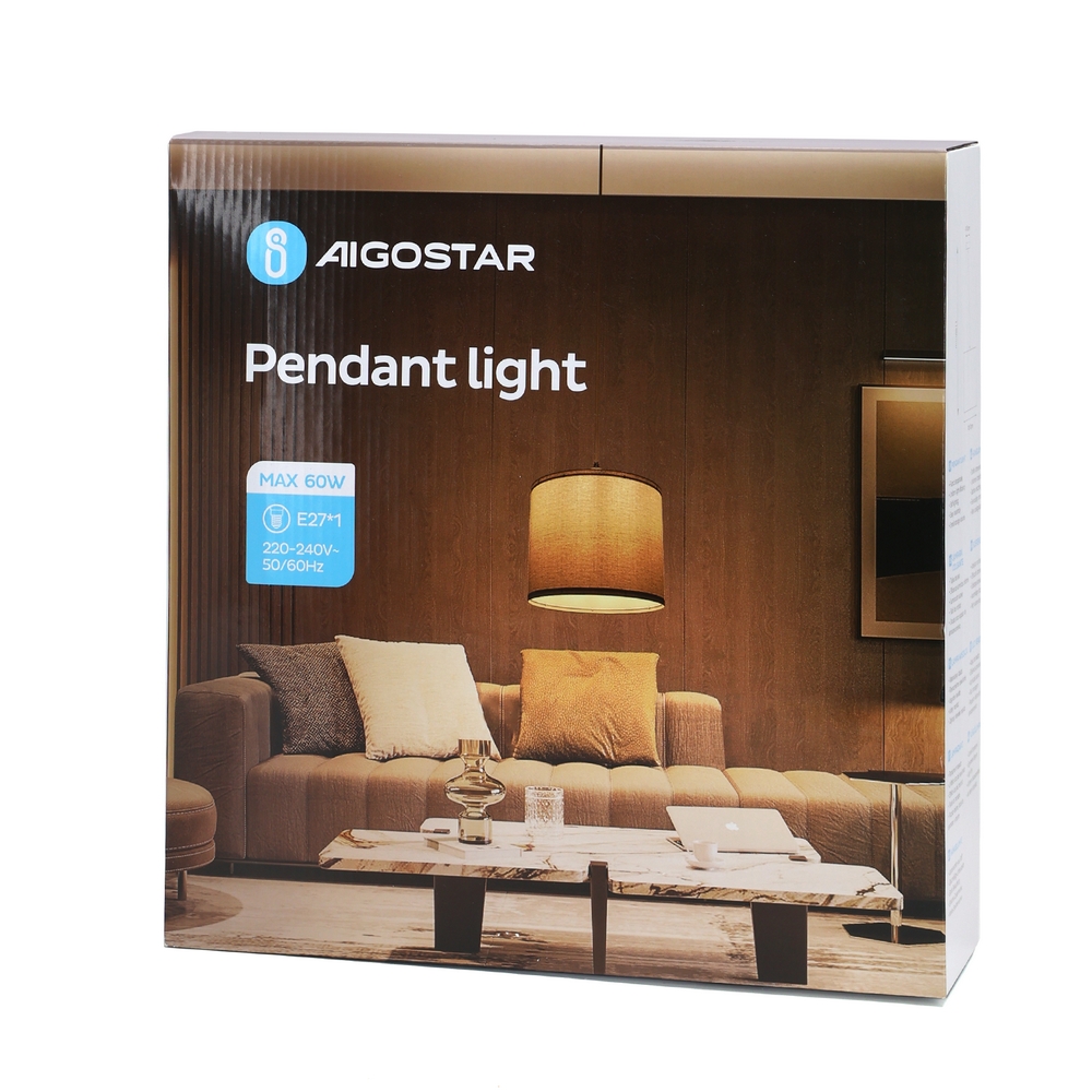 Lampadario da soffitto Fez Nero 1 x E27 Aigostar - Foto 4