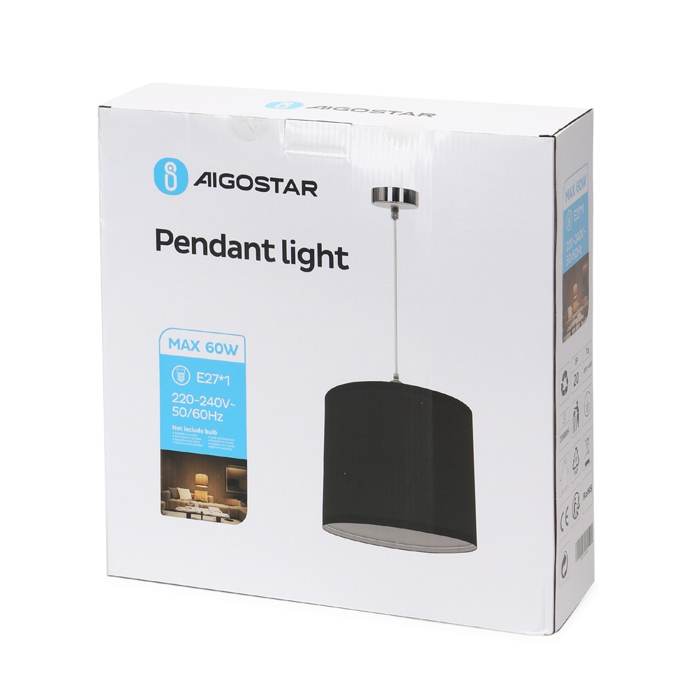 Lampadario da soffitto Fez Nero 1 x E27 Aigostar - Foto 5