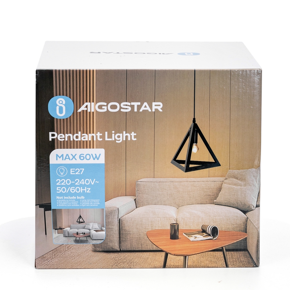 Lampadario da soffitto Frame Nero 1 x E27 Aigostar - Foto 4