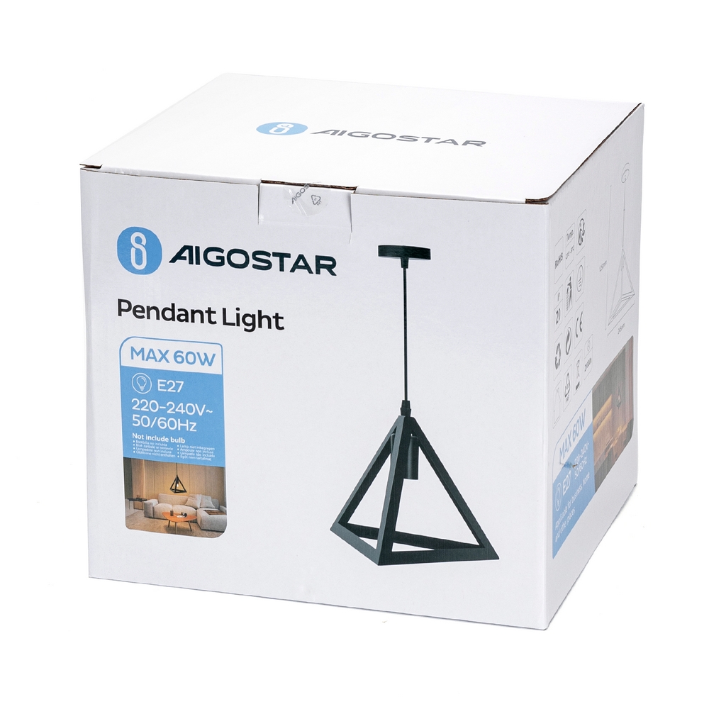 Lampadario da soffitto Frame Nero 1 x E27 Aigostar - Foto 5