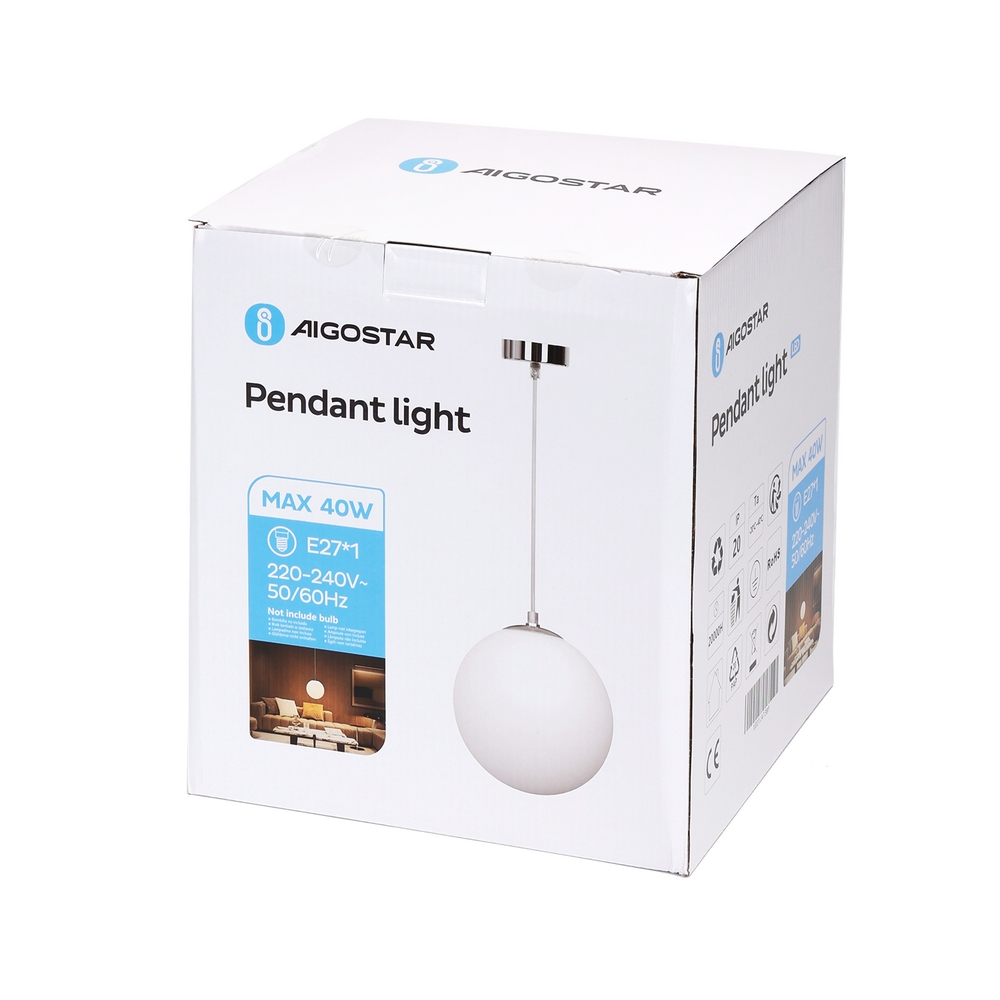 Lampadario da soffitto Globe Bianco 1 x E27 Aigostar - Foto 5