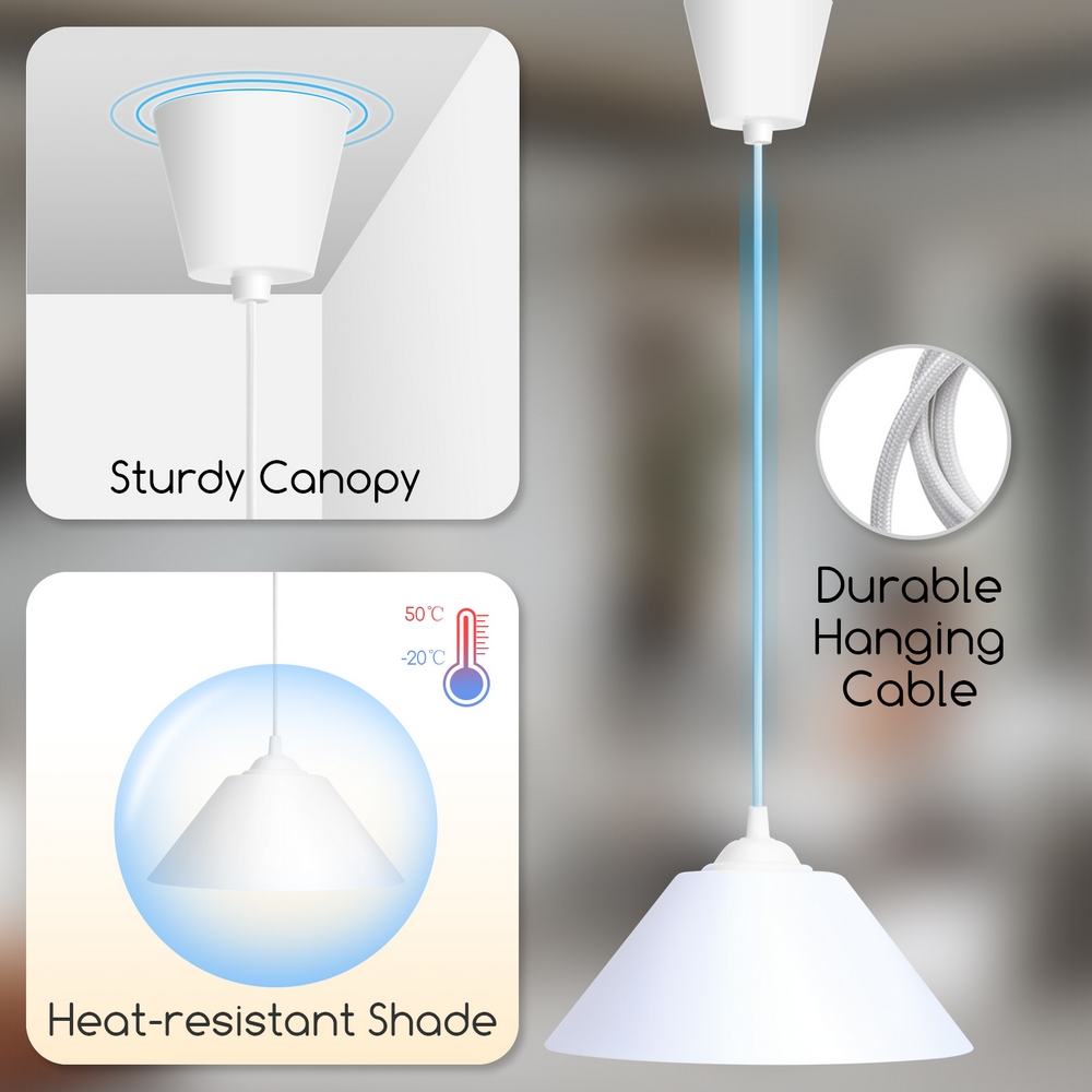 Lampadario da soffitto Pendant Cono Bianco 1 x E27 Aigostar - Foto 2