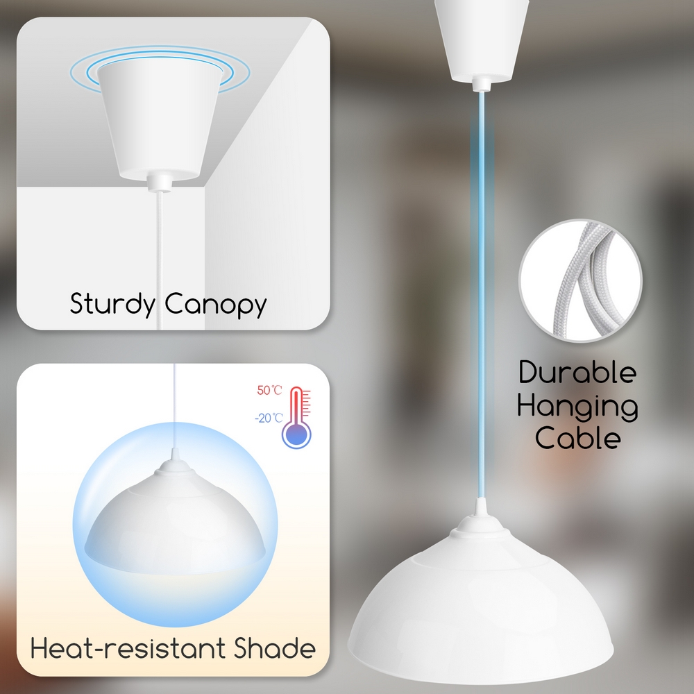 Lampadario da soffitto Pendant Tondo Bianco 1 x E27 Aigostar - Foto 2