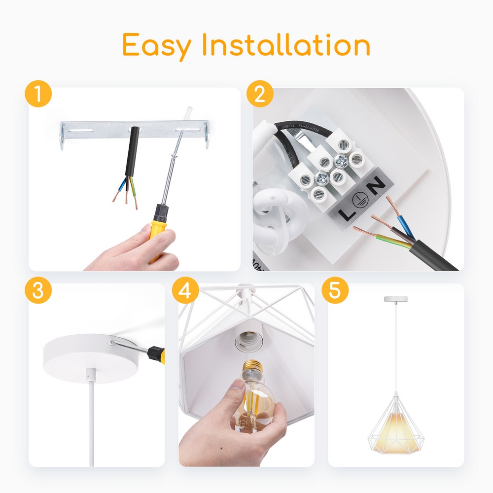 Lampadario da soffitto Sciva Bianco 1 x E27 Aigostar - Foto 5